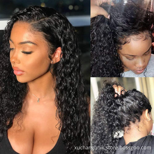 Uniky Human Hair 13x6 34 Inch Curly Top Quality Lace Frontal Wigs Deals Vendor Brazilian Water Wave Full Lace Wigs